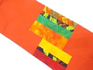 切りばめ　花模様織り出し名古屋帯